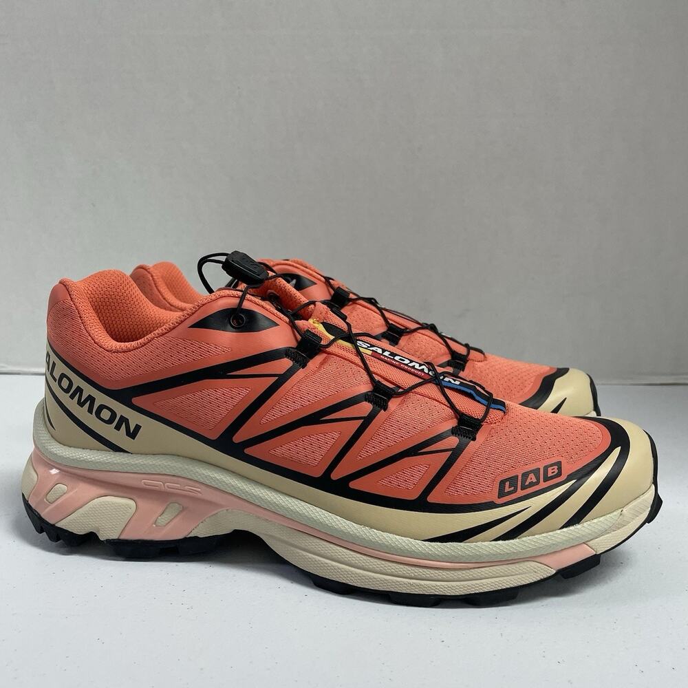 Salomon XT-6 Living Coral L47445000 Size 8 Trail Running Hiking Orange Pink Tan - Picture 7 of 7